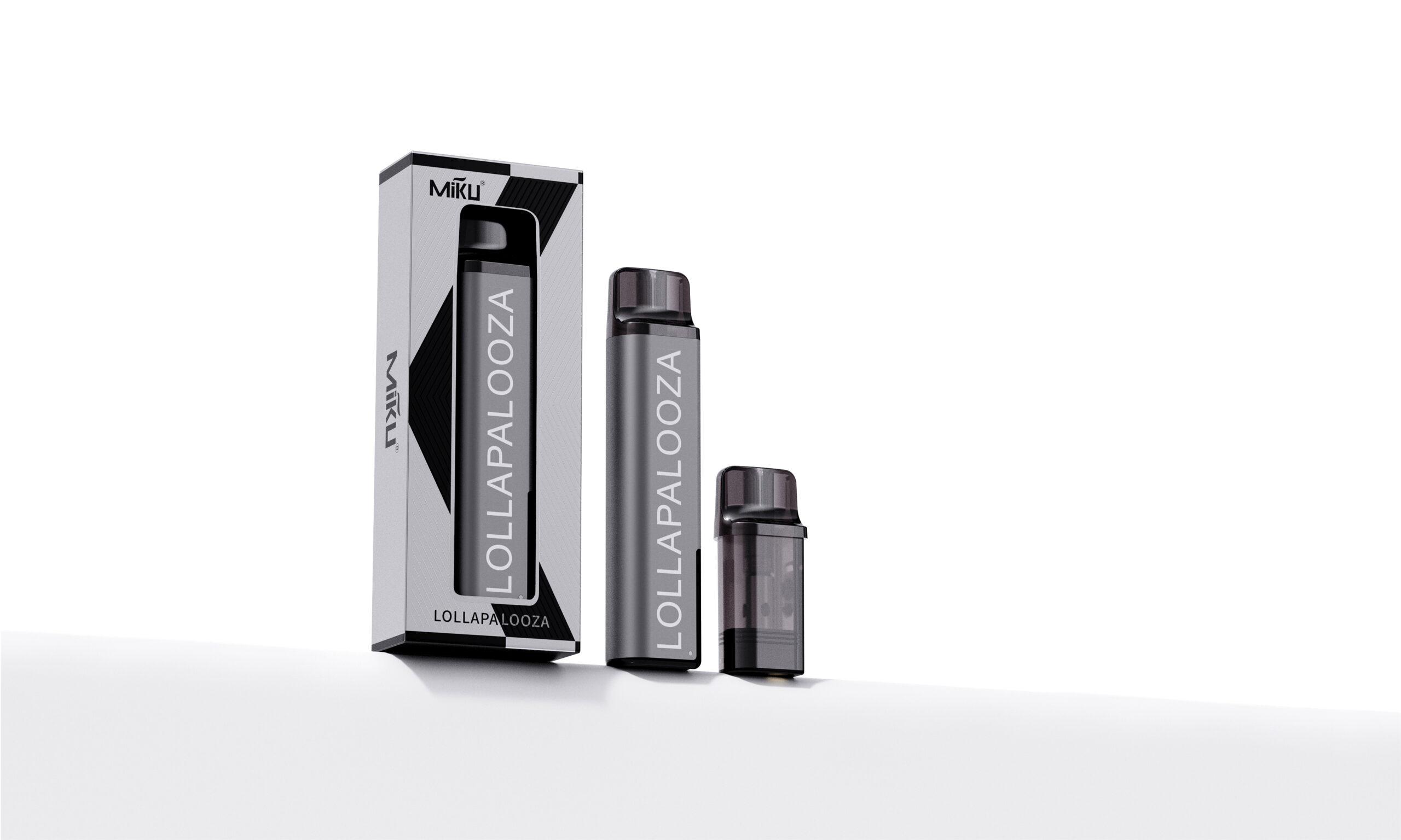 MIKU Lolla silver starter kit with device and refillable pod