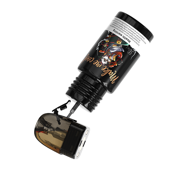 Colorful Berries e-liquid filling a refillable pod